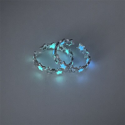 极速无聊c了戴个能发光的星星!创意夜光五角星皓石铜 戒指