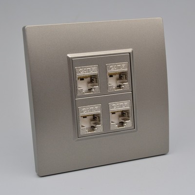 极速深灰色七类万兆网络模块锌合金7类四口免打屏R蔽RJ45网线电脑