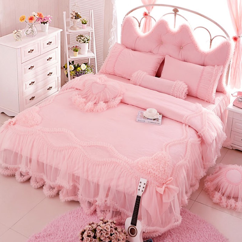 极速结婚韩版全棉i公主风床单被套2.0m1.8m床上四件套蕾丝花边床