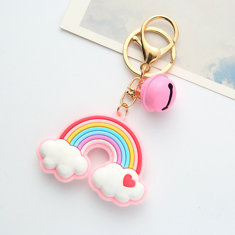 极速Silicone Keyring Fror Women Cute Shell Rainbow Keychain
