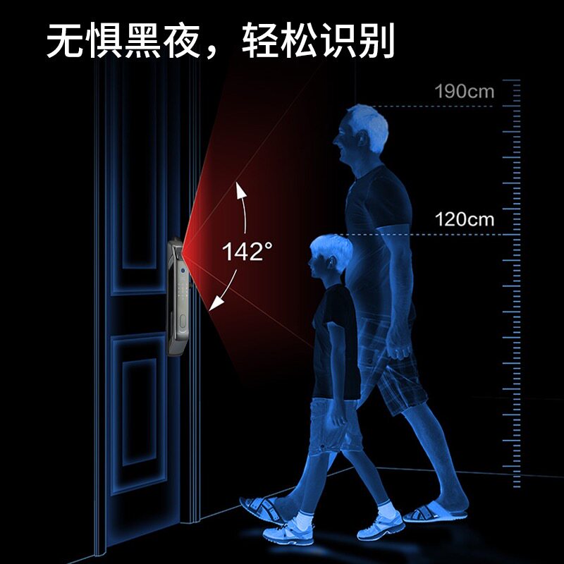 新品双门人脸识别智能大门锁 指纹锁F家用别墅防盗门猫眼电子密码