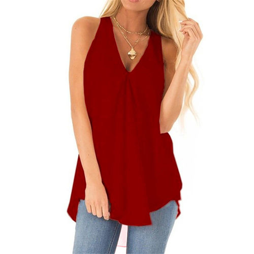 新品Oversize Clothes Srleeveless Womens Chiffon Shirt Summe