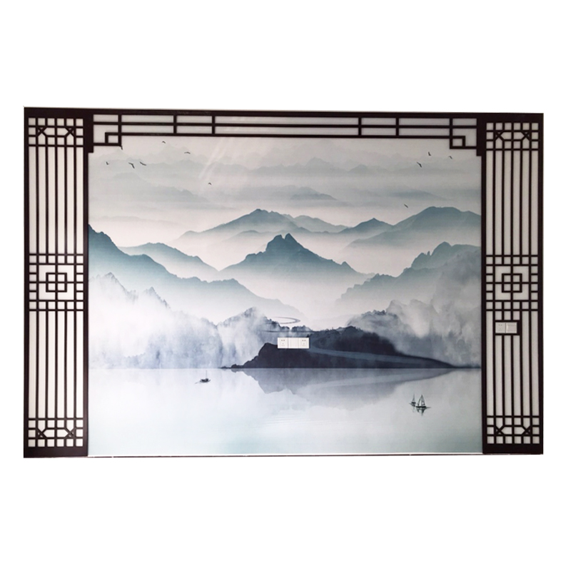 极速PVC镂空雕花新中式t电视背景墙花格影视墙通花板吊顶隔断玄关