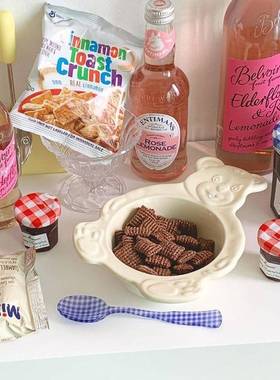 极速Korean Ins Style Retro Cute Bear Bowl DesPsert Plate Cer