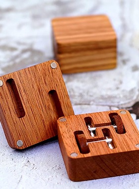 极速Vintageg Solid Wood Cufflinks Packaging Box Magnetic Lid