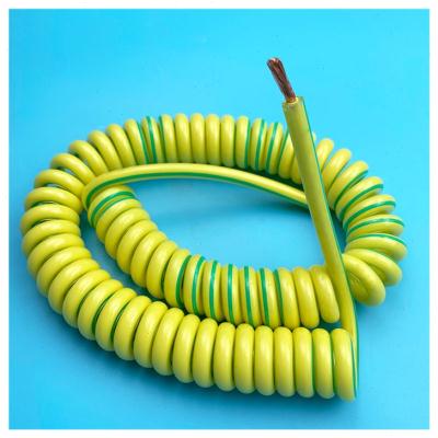 极速单芯黄绿双色接地弹簧线2.54/6/10平方毫米螺旋线.伸缩电缆线