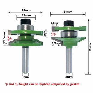 极速2 Pcs 8Mm Large Stile & Rail SEet Ogee Router Bit Set Te