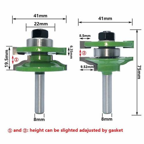 极速2 Pcs 8Mm Large Stile & Rail SEet Ogee Router Bit Set Te