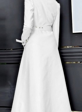 极速Nerazzurri Spring Runway White Long Leather nch CoZat fo