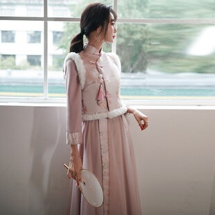 冬季伴娘服2025新款冬装中式唐装中H国风冬天旗袍姐妹团礼服女冬