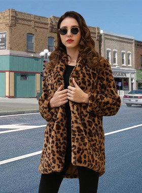 极速Leopared Coats 2019 New Women Faux Fur Coat Luxury Winte