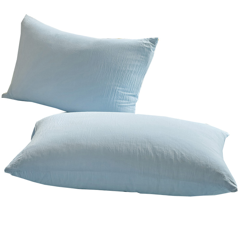 水洗棉枕头套巾成人枕套一对s装蓝家用单个48x74cm男2023新款夏季