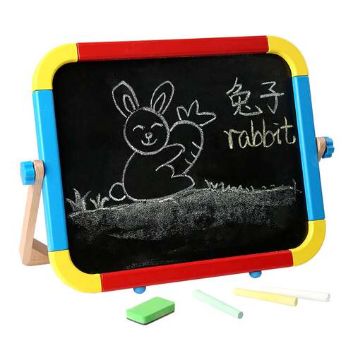 极速木制小黑板家用支架式画画板涂鸦可擦画架磁T性写字板益智儿