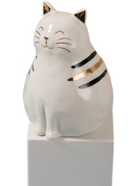 创意轻奢陶瓷猫花瓶摆件桌面客厅电视柜居家装饰多肉插花器烟灰缸