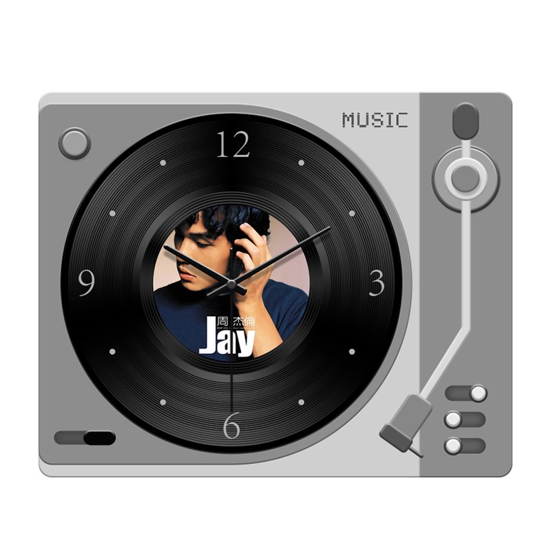 周杰伦定制黑胶唱片桌面摆放装z饰画挂钟画高级创意送人礼物钟表