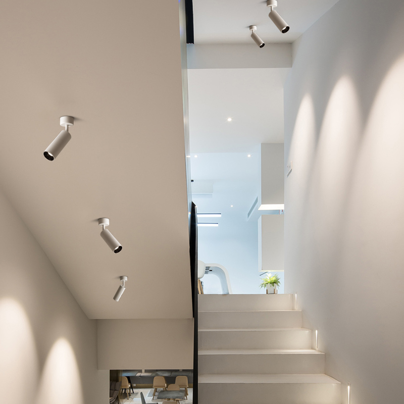 极简led轨道i射灯可调角度防眩吸顶明装滑轨客厅背景墙高显色3500