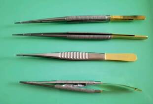 金柄镶片硬质合金镊 显微镊 显微镊式持针钳 无损伤镊 带锁牙用镊