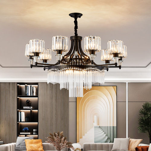美式现代饭厅灯 豪宅酒店水晶玻璃吊灯简约时尚艺术奢华多头吊灯