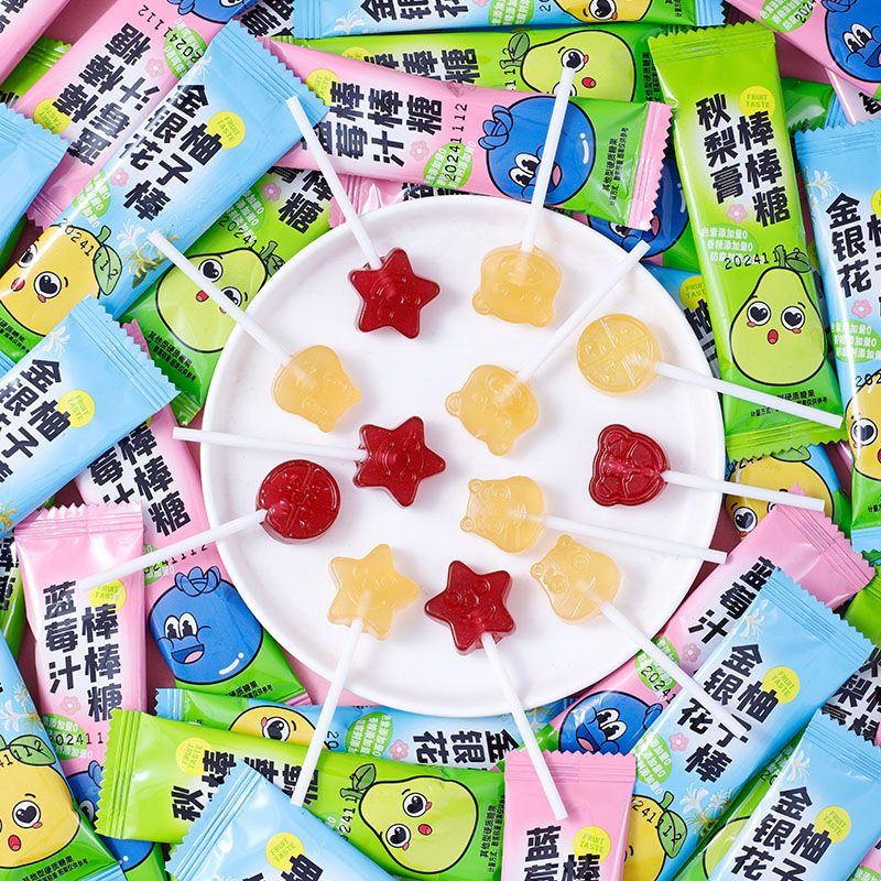 金银花柚子棒棒糖水果味硬糖添加梨膏糖健康儿童零食休闲糖果批发