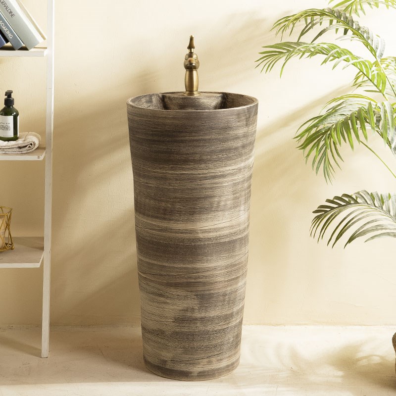 大尺寸立柱盆艺术洗o手盆台一体户外水池台盆庭院室外洗手台落地