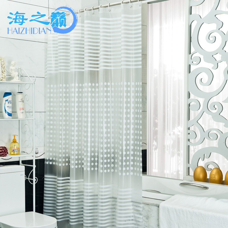 PEVA防水防霉加厚浴帘卫生间淋浴帘条纹印花浴帘