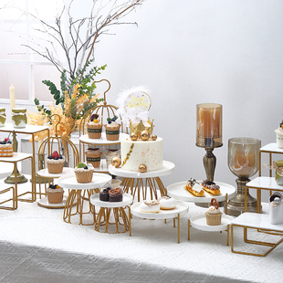 轻奢风陶瓷甜品台展示架蛋糕点心托盘糕点周岁生日派对宝宝宴摆件