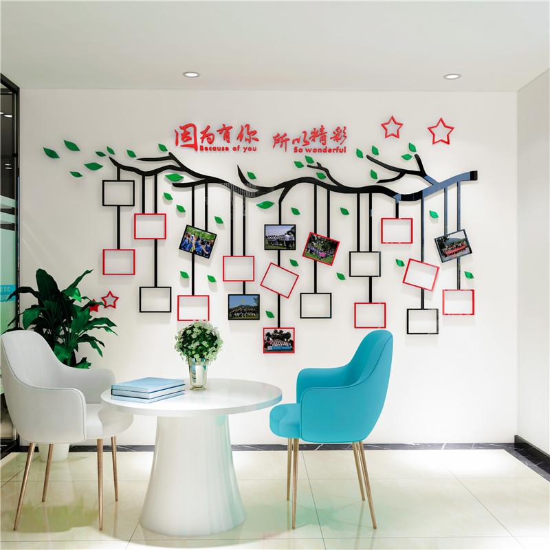 照片墙办公室立体装饰员工风采背景展示企业文化墙贴纸画标语图片