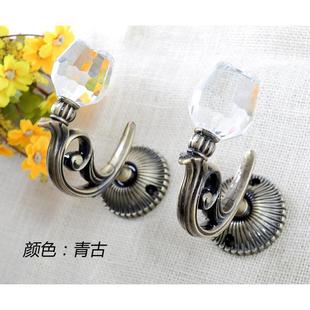 包邮 一对售价 玫瑰水晶窗帘挂钩墙钩简约现代合金窗帘扣钩子窗帘钩