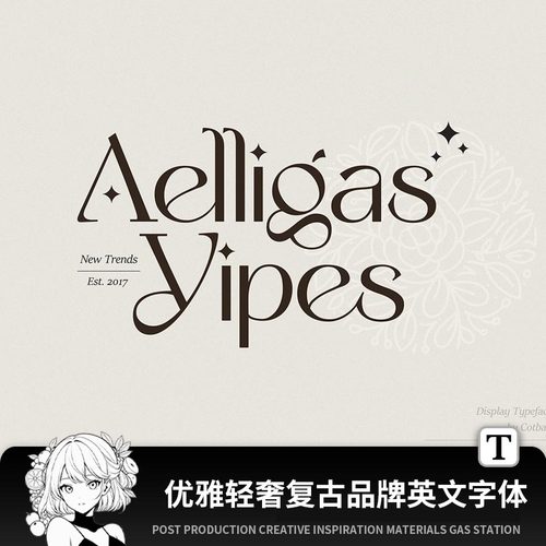 优雅轻奢女性复古艺术杂志MACWIN英文字体安装包PSAI设计素材