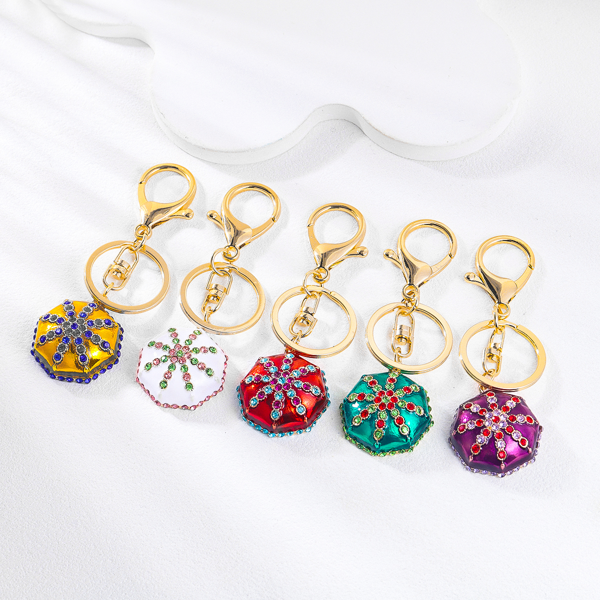 小花帽纪念品合金镶钻特色民族四角帽子圈帽子挂件饰品