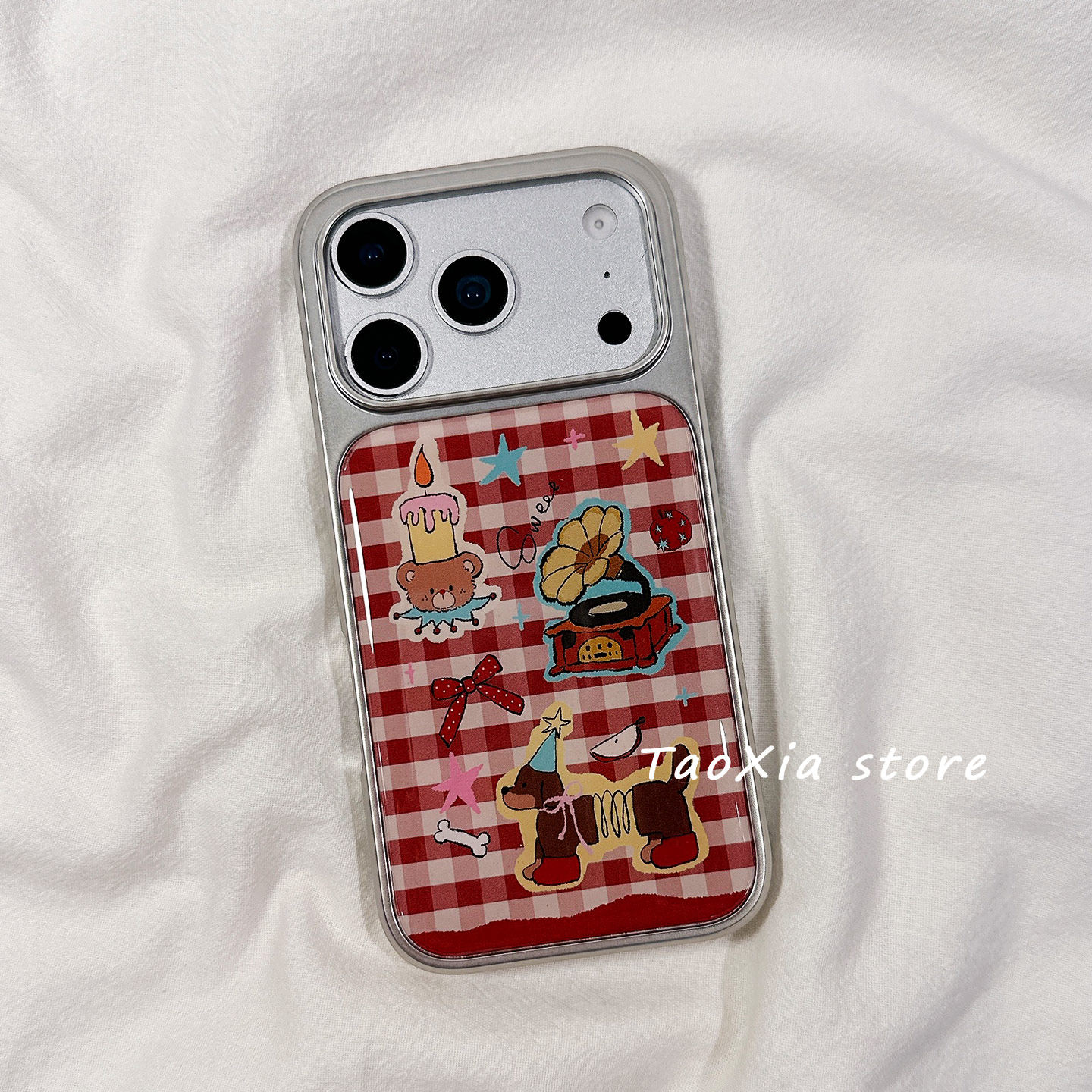 复古格纹播放器卡通适用苹果17手机壳iphone17promax保护套16Pro硅胶15/14高级感13新款全包防摔电镀女款外壳,3C数码配件,手机保护套/壳,淘宝优惠券,粉丝福利购,淘宝优惠卷