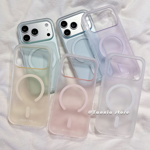 适用于iPhone简约纯色磁吸手机壳