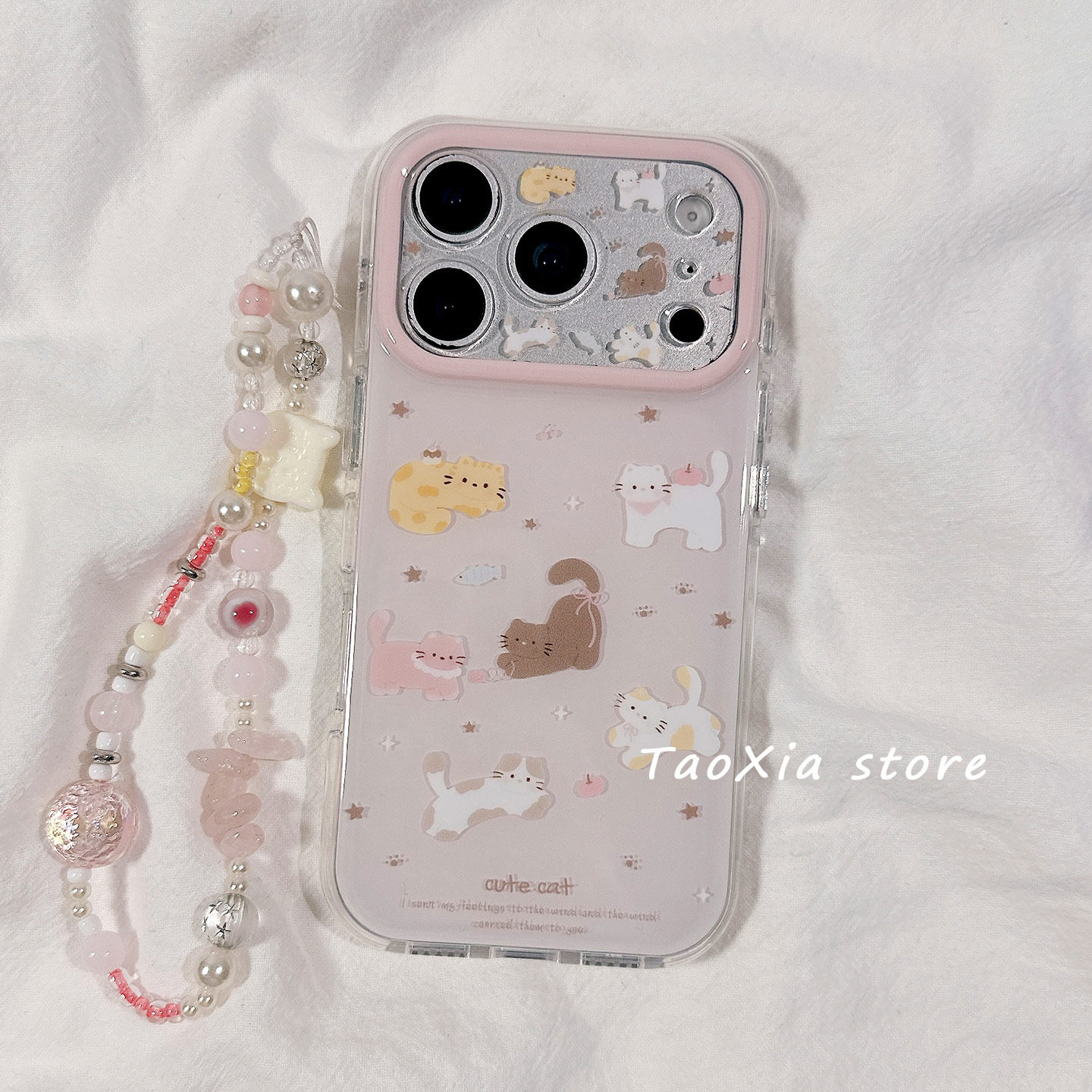 ins风少女心可爱猫咪适用苹果17手机壳iphone17promax保护套16Pro硅胶15高级感新款镜头全包防摔带链条女款软