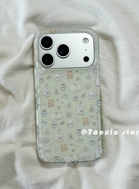 ins少女心可爱猫咪适用苹果17手机壳iPhone16promax保护壳15高级感13/14新款硅胶防摔创意全包女款奶绿色软ip
