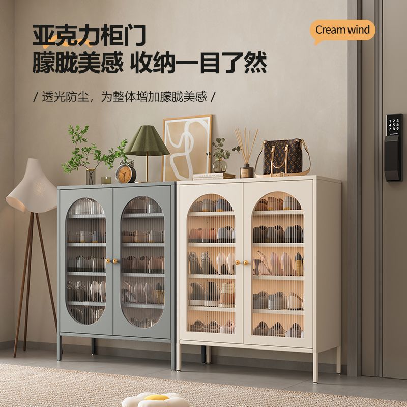 钢制鞋柜家用鞋架门口玄关落地多层透明防尘简约铁艺大容量收纳柜