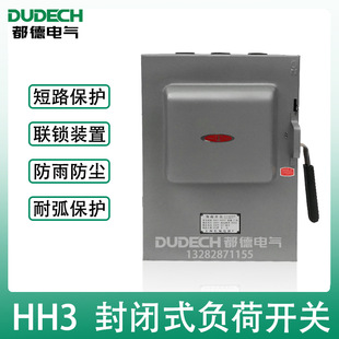3Z封闭式 带接地保护负荷开关防雨双断点铁壳开关 350A400A HH3