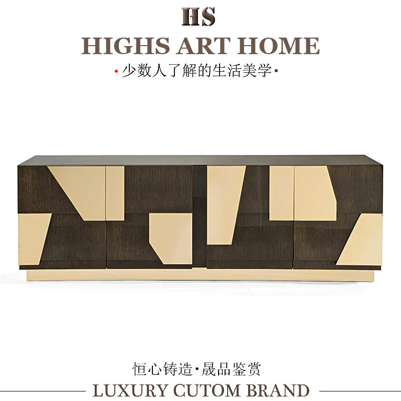 意式轻奢实木餐边柜高级感设计玄关柜豪宅客厅家用靠墙收纳储物柜