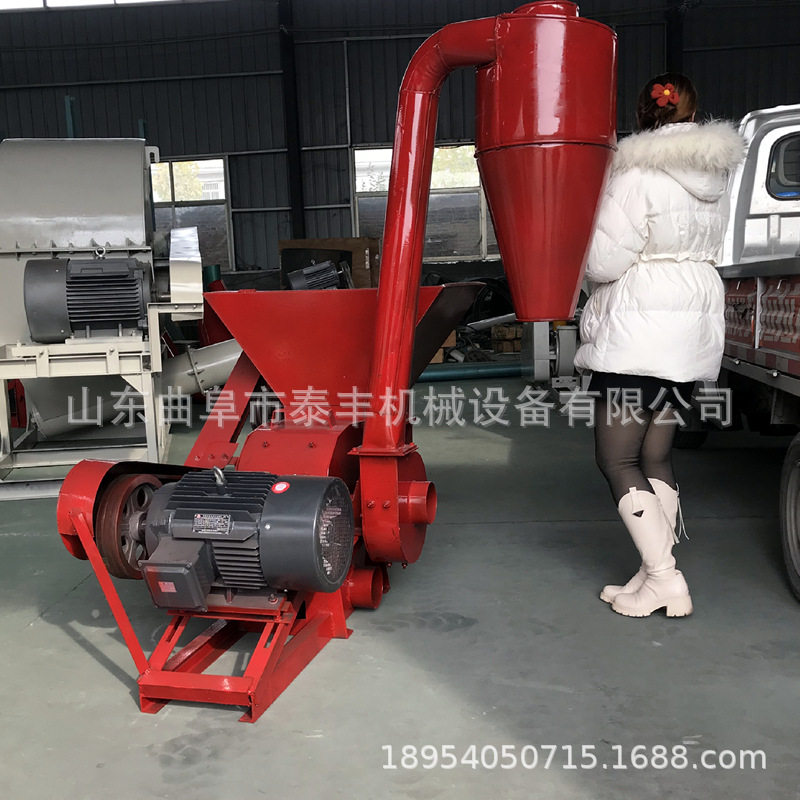 玉米秸秆粉碎机双沙克龙出料打糠机锤片式打料机饲料粉碎机