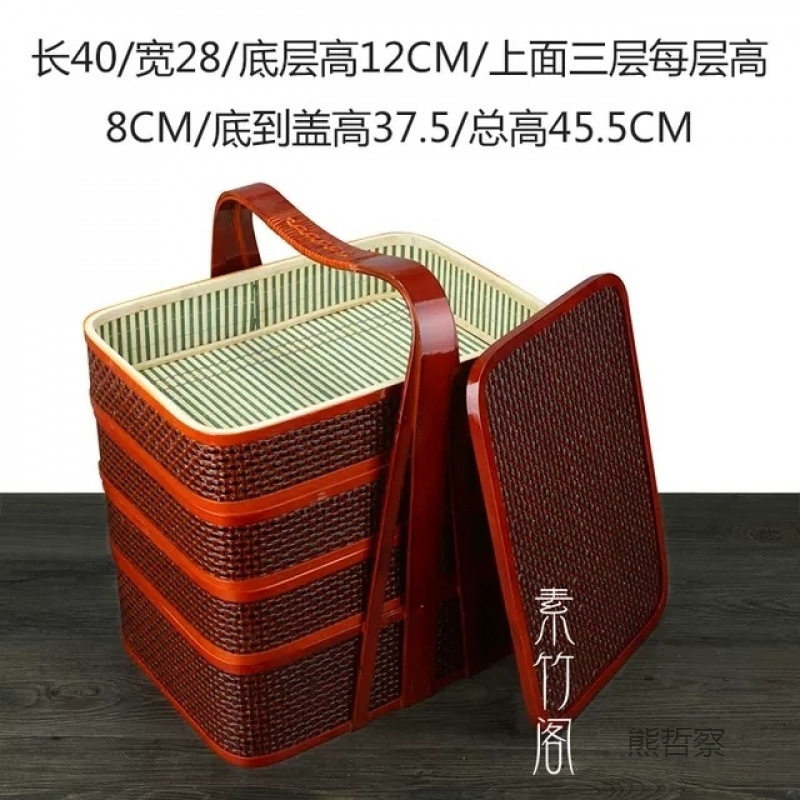 送餐提篮小食古代食盒双层拜拜篮三层手提篮结婚外卖提饭菜篮多层