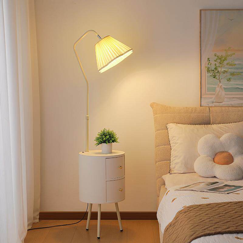 奶油风床头柜卧室简约现代小型边几智能替代带台灯一体创意置新品