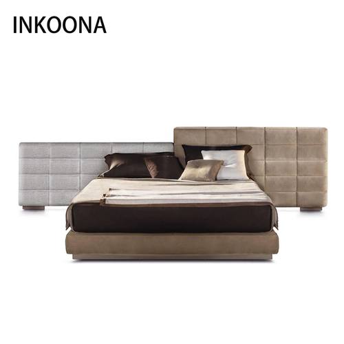 JUYI巨一意式极简劳伦斯1:1复刻款大平层宽屏床豆腐块床磨砂布床