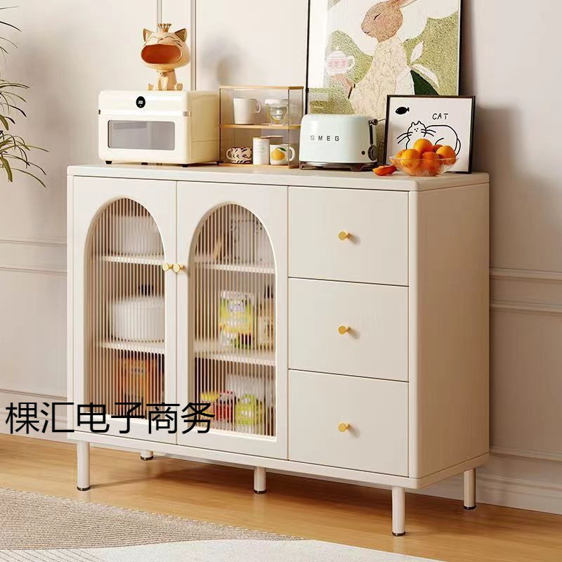 餐边柜奶油风客厅置物柜现代简约靠墙储物柜家用立柜边柜茶水柜子