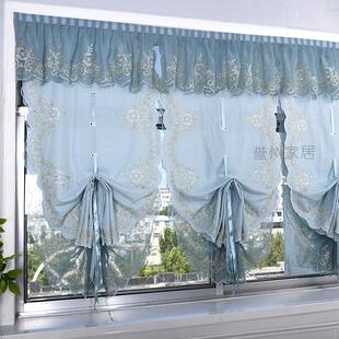 简约现代短帘半帘气球帘提拉帘升降纱帘飘窗罗马帘厨房窗帘门帘