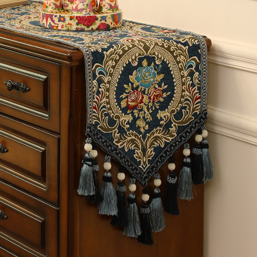 感桌旗美式复古长条桌布欧式茶桌垫布斗柜盖布电视柜餐桌旗布