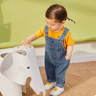 女宝背带裤d韩系百搭女孩潮流牛仔长裤2024新款男女童通用连体裤