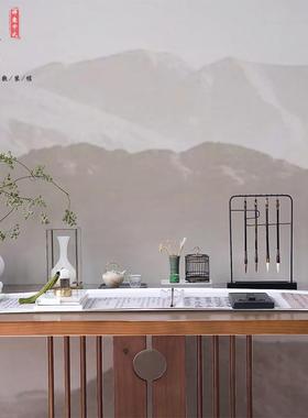 新中式禅意摆件组合笔架茶具砚台毛笔画轴样板间书房摆设书桌装饰