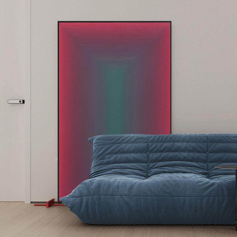 客厅地板挂画空间延伸感沙发背景墙壁画入口大尺寸简单抽象装饰画