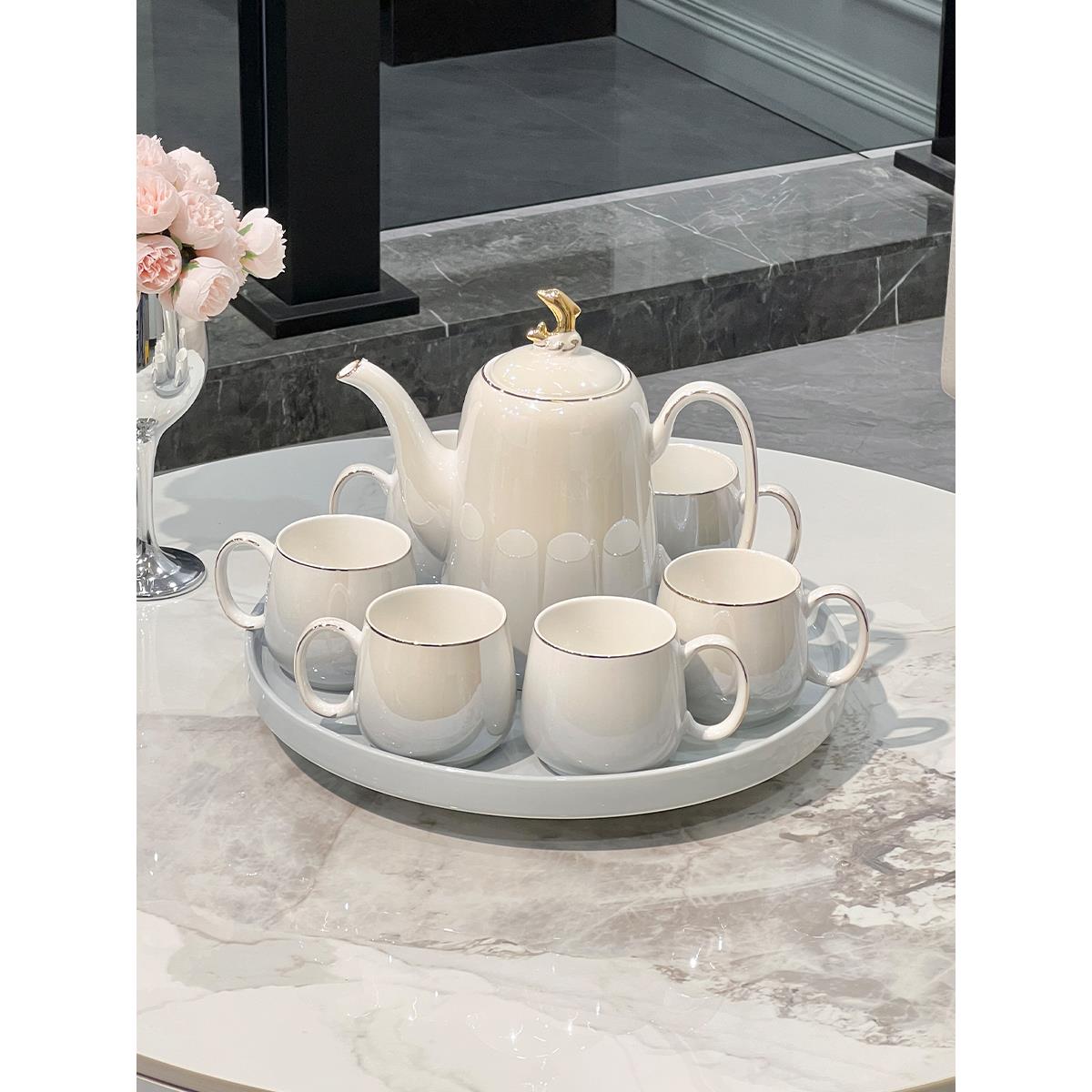 高档陶瓷茶具套装家用客厅水杯杯具乔迁新居新婚茶壶茶杯轻奢水具