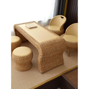 阳台实木藤茶几茶几饮茶专用桌家用茶几和椅子组合小茶几茶几