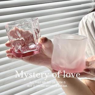 复古磨砂高颜值玻璃杯少女杯子ins氛围感酒杯小众创意家用水杯